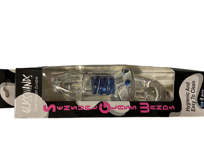 Glass Wands Glass Dildo / Plug - Clear with Blue Ridge