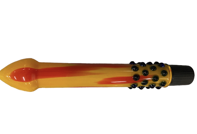 Glass Wands Glass Vibrator - Yellow with Dark Ridge - 18 cm