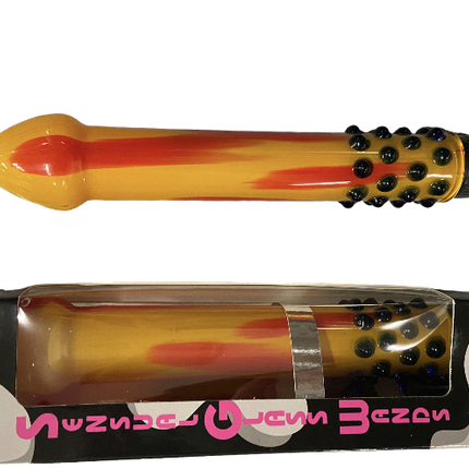 Glass Wands Glass Vibrator - Yellow with Dark Ridge - 18 cm