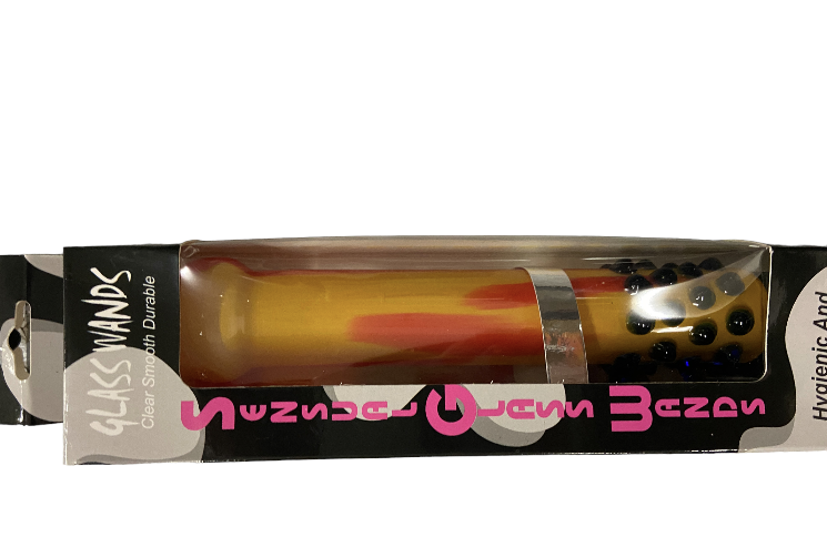 Glass Wands Glass Vibrator - Yellow with Dark Ridge - 18 cm