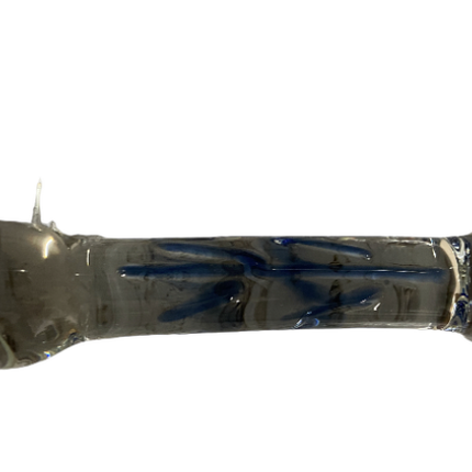 Glas Wands Glas Dildo / Plug - Helder met Blauwe Streep