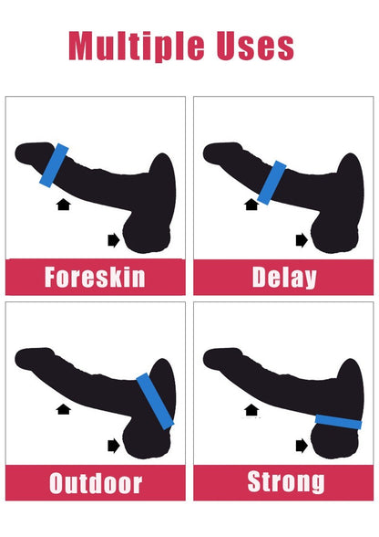 Power Escorts BR251 Black Beaded Cock Ring 3 Pack - Super Stretchable - Colourbox