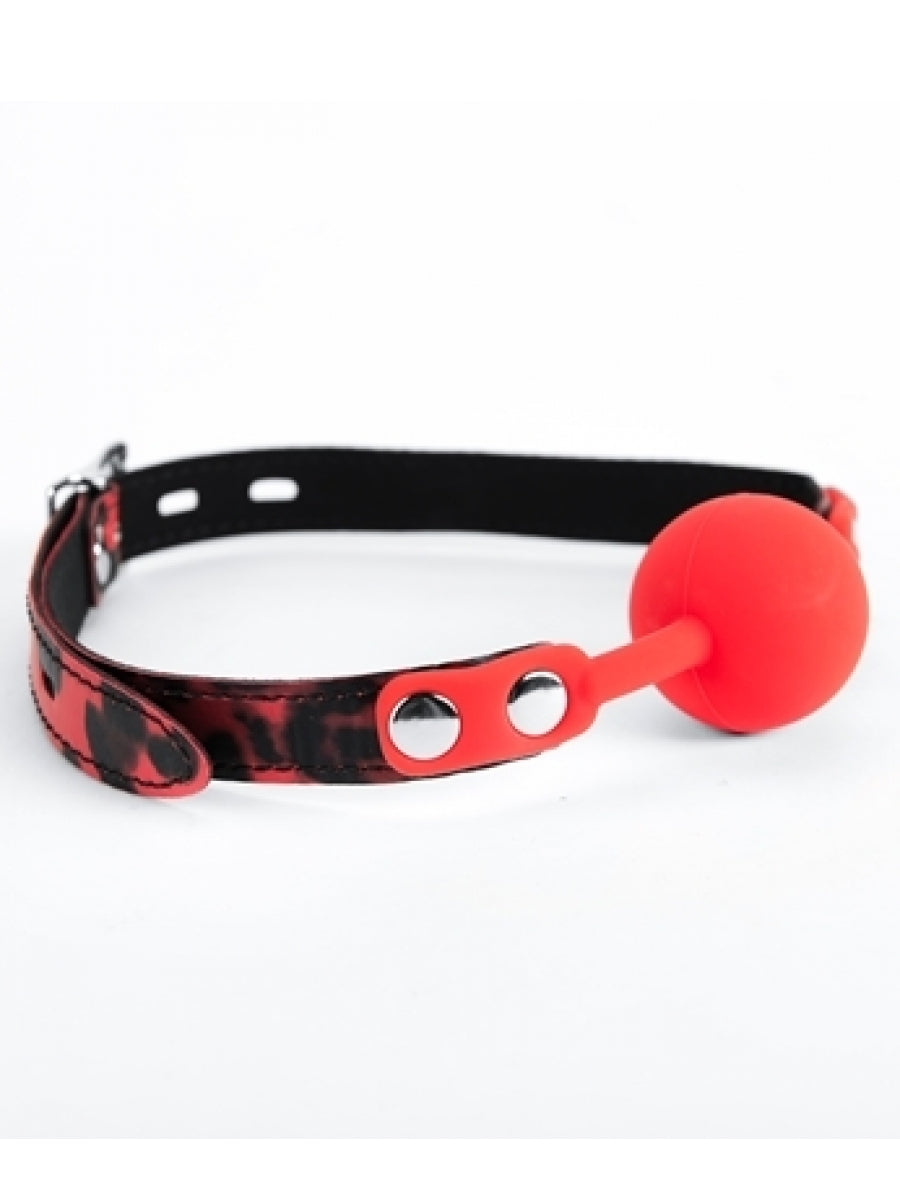 Argus Siliconen Rode Bal Gag Luipaardpatroon - AF 001009