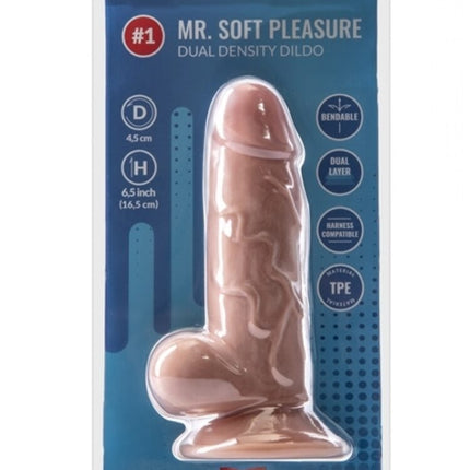 Argus Mr. Soft Pleasure 1 Dubbellaagse Realistische Dildo met Ballen en Zuignap - 16,5 cm - Dia 4,5 cm AT1060