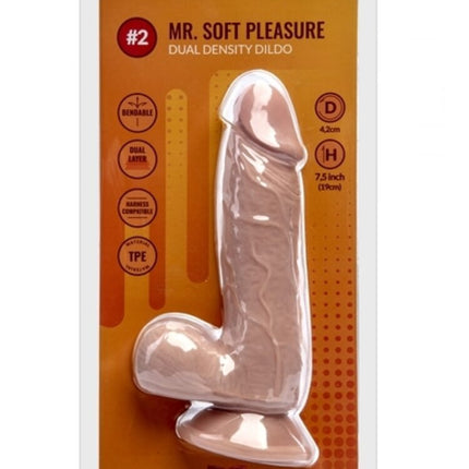 Argus Mr. Soft Pleasure 2 Dubbellaagse Realistische Dildo met Ballen en Zuignap - 19 cm - Dia 4,5 cm AT1061