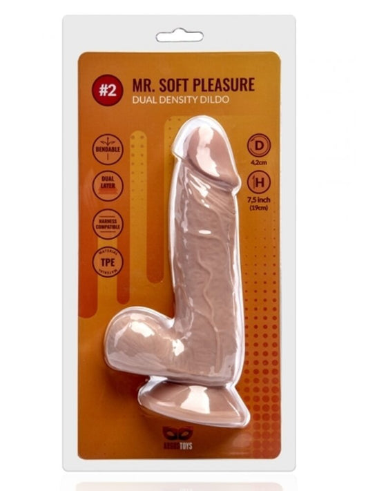 Argus Mr. Soft Pleasure 2 Double Layer Realistic Dildo with Balls and Suction Cup - 19 cm - Dia 4.5 cm AT1061