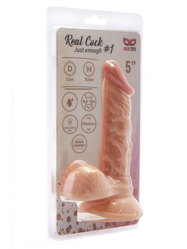 Argus Realistische Cock 1 Realistische Dildo met Ballen en Zuignap - 18,5 cm - Dia 3,5 cm AT1065