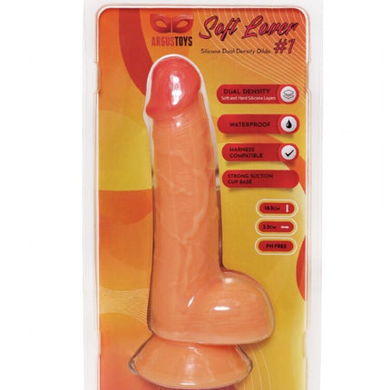 Argus Soft Lover 1 Dubbele Dichtheid 2 Lagen Siliconen Realistische Dildo met Ballen en Zuignap - Gratis 30 ml Glijmiddel - 18,5 cm - AT1071