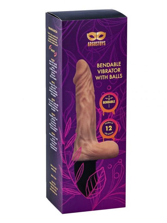 Argus Buigbare Realistische Vibrator Met Ballen - 12 Functie - Roze - 24 cm dia 3,5 cm - AT1074