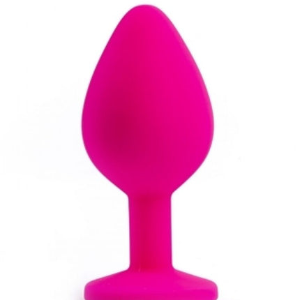 Argus Mijn Dierbare Diamanten Siliconen Anaal Plug Roze met Transparante Steen - Medium Formaat 8 Cm - AT 1088