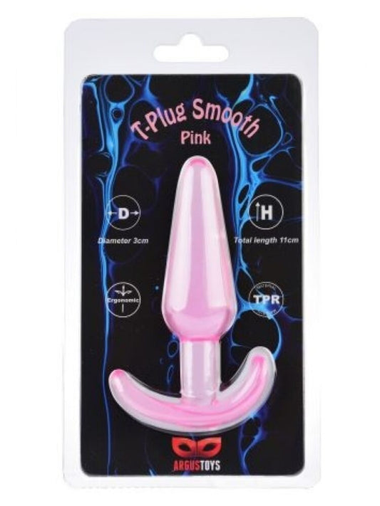 Argus Large T-Plug Smooth - Pink - 11 Cm Packed in Strong Blister - AT 001098