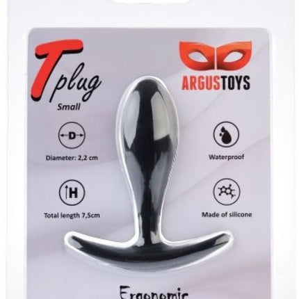 Argus T-Plug Siliconen - Zwart 7,5 Cm Dia 2,2 Cm - Verpakt in Sterke Blister - AT1113