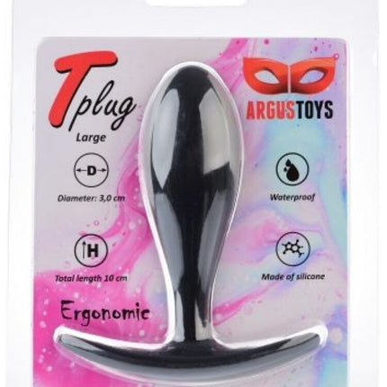 Argus T-Plug Siliconen Groot Formaat 10 Cm - Zwart - Verpakt in Sterke Blister - AT 001115