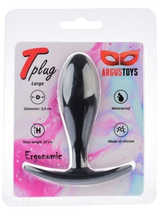 Argus T-Plug Siliconen Groot Formaat 10 Cm - Zwart - Verpakt in Sterke Blister - AT 001115