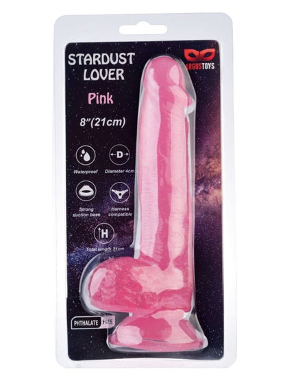 Argus Stardust Lover Roze Glitter Dildo - 21 Cm - Verpakt in Sterke Blister - AT 001119
