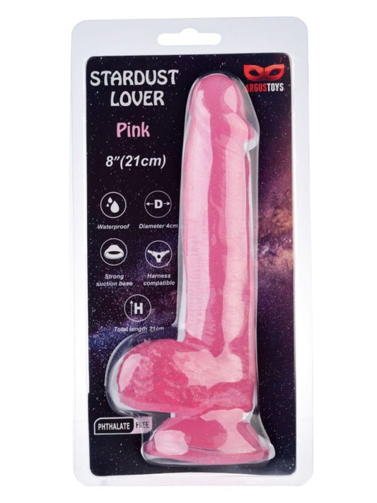 Argus Stardust Lover Pink Glitter Dildo - 21 Cm - Packed in Strong Blister - AT 001119