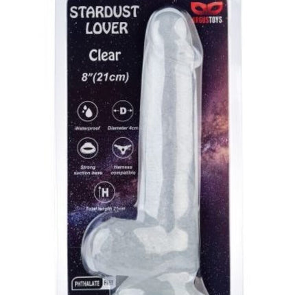 Argus Stardust Lover Doorzichtige Glitter Dildo - 21 cm - Verpakt in Sterke Blister - AT 001121