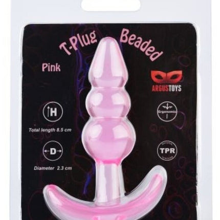 Argus T-Plug Beaded Plug Pink - 8.5 Cm - Packed in Strong Blister - AT 001124