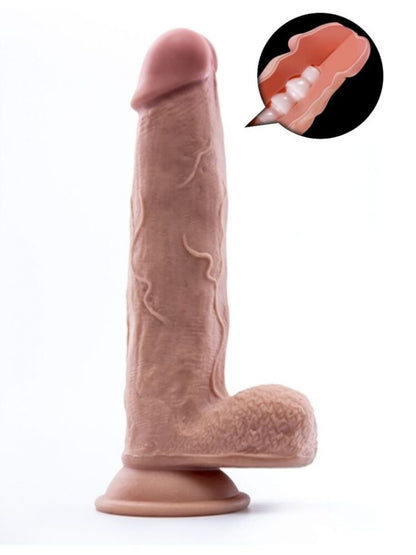Argus Mr. Soft Pleasure 4 Double Layer Realistic Dildo with Balls and Suction Cup - 22.5 cm - Dia 4.7 cm AT1063