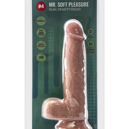 Argus Mr. Soft Pleasure 4 Dubbellaagse Realistische Dildo met Ballen en Zuignap - 22,5 cm - Dia 4,7 cm AT1063