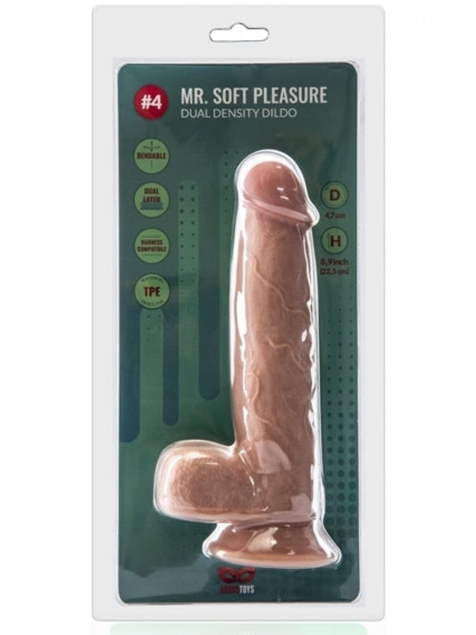 Argus Mr. Soft Pleasure 4 Double Layer Realistic Dildo with Balls and Suction Cup - 22.5 cm - Dia 4.7 cm AT1063
