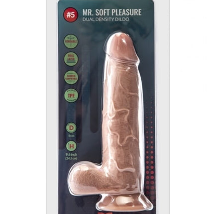 Argus Mr. Soft Pleasure 5 Double Layer Realistic Dildo with Balls and Suction Cup - 24.5 cm - Dia 5 cm AT1064