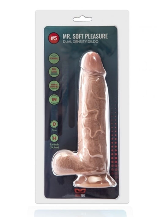 Argus Mr. Soft Pleasure 5 Double Layer Realistic Dildo with Balls and Suction Cup - 24.5 cm - Dia 5 cm AT1064