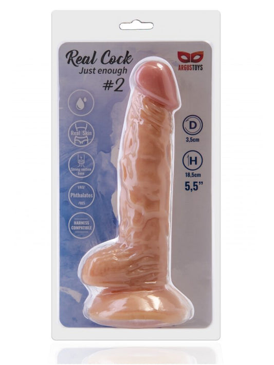 Argus Realistic Cock 2 Realistic Dildo with Balls and Suction Cup - 20 cm - Dia 3.5 cm AT1066