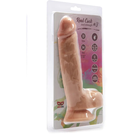Argus Realistische Cock 3 Realistische Dildo met Ballen en Zuignap - 22,5 cm - Dia 5,3 cm AT1067