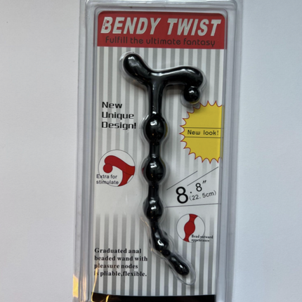Bendy Twist Anal Beads Runner - Black - Xtra Long size - 22,5 cm / 8 Inch