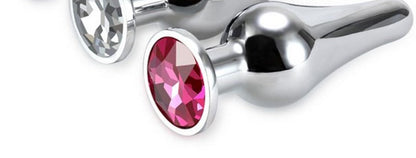 Bossoftoys Silver Plug Roze steen - lengte 7 cm dia 2,7 cm - 26-00090 - kleurdoos