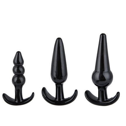 Power Escorts - BR275 - Triple Anal Plugs - Anal Starter Set - 3-Pack Anal Plugs - Black - Buttplug 3 different sizes - attractive Colour box
