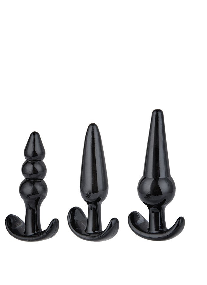 Power Escorts - BR275 - Triple Anal Plugs - Anal Starter Set - 3-Pack Anal Plugs - Black - Buttplug 3 different sizes - attractive Colour box