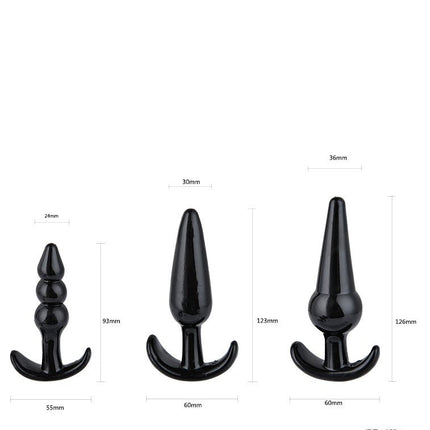Power Escorts - BR275 - Triple Anal Plugs - Anal Starter Set - 3-Pack Anal Plugs - Black - Buttplug 3 different sizes - attractive Colour box