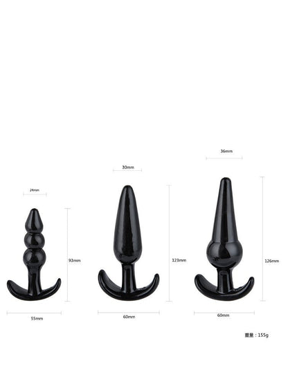 Power Escorts - BR275 - Triple Anal Plugs - Anal Starter Set - 3-Pack Anal Plugs - Black - Buttplug 3 different sizes - attractive Colour box