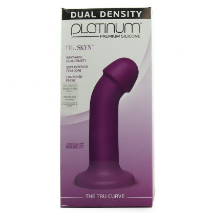 Doc Johnson Dual Density Platinum  Dildo - The True Curve - Purple - Truskyn Silicone - 6 inch insertable