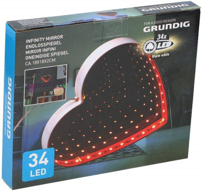 Hartvormige make-up spiegel met 34 leds - Grundig, 18x18 cm