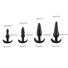 Power Escorts - BR274 - Quatro Anal Plugs - Anal Starter Set - 4-Pack Anal Plugs - Black - Buttplug 4 different sizes - attractive Colour box