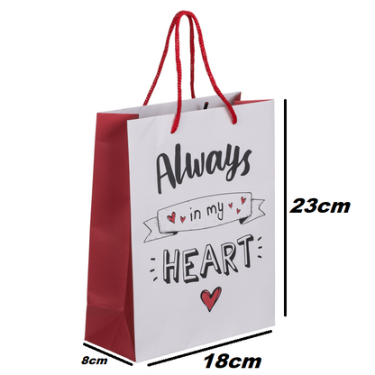 Kleine Tas Always in my Heart Motief 23x18x8cm 1 Stuk