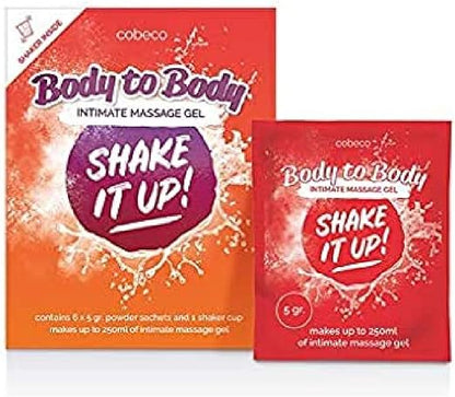 Cobeco Shake It Up 100 x 5 Gram - Intimate Massage Gel Powder - 5 Gram Creates 250 ML Massage Gel