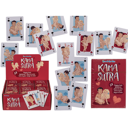Ontdek nieuwe mogelijkheden met het KamaSutra kaartspel - Cartoon man en vrouw sexstandjes - 54-delig